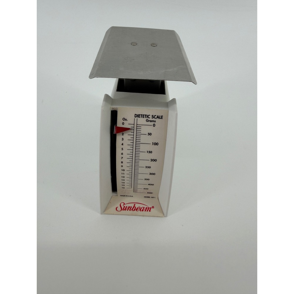 Vintage‎ Sunbeam Dietetic Scale Model 140-1 White Manual Kitchen Food Scale 16oz